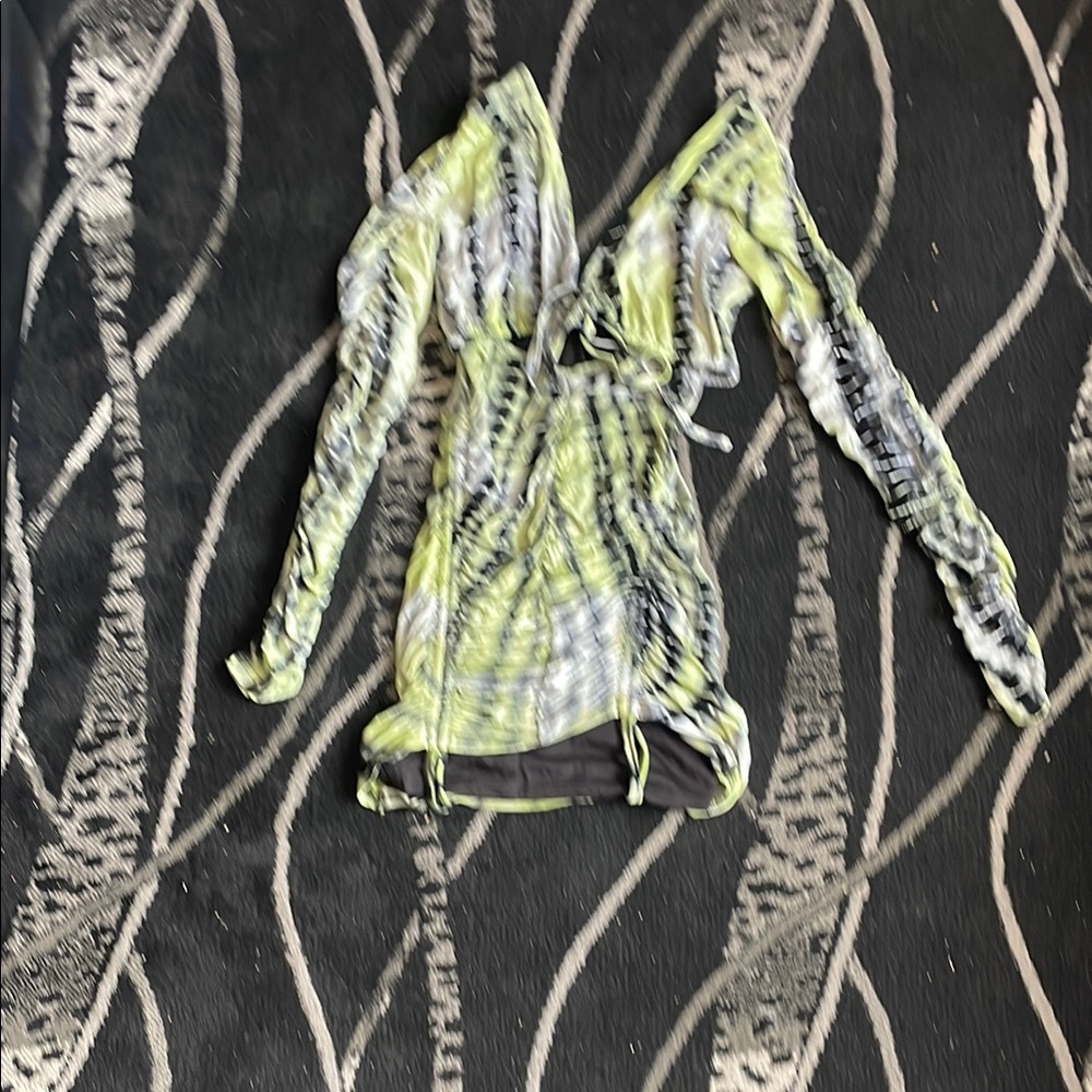 Fashion Nova Long Sleeve Dress - Green and Black